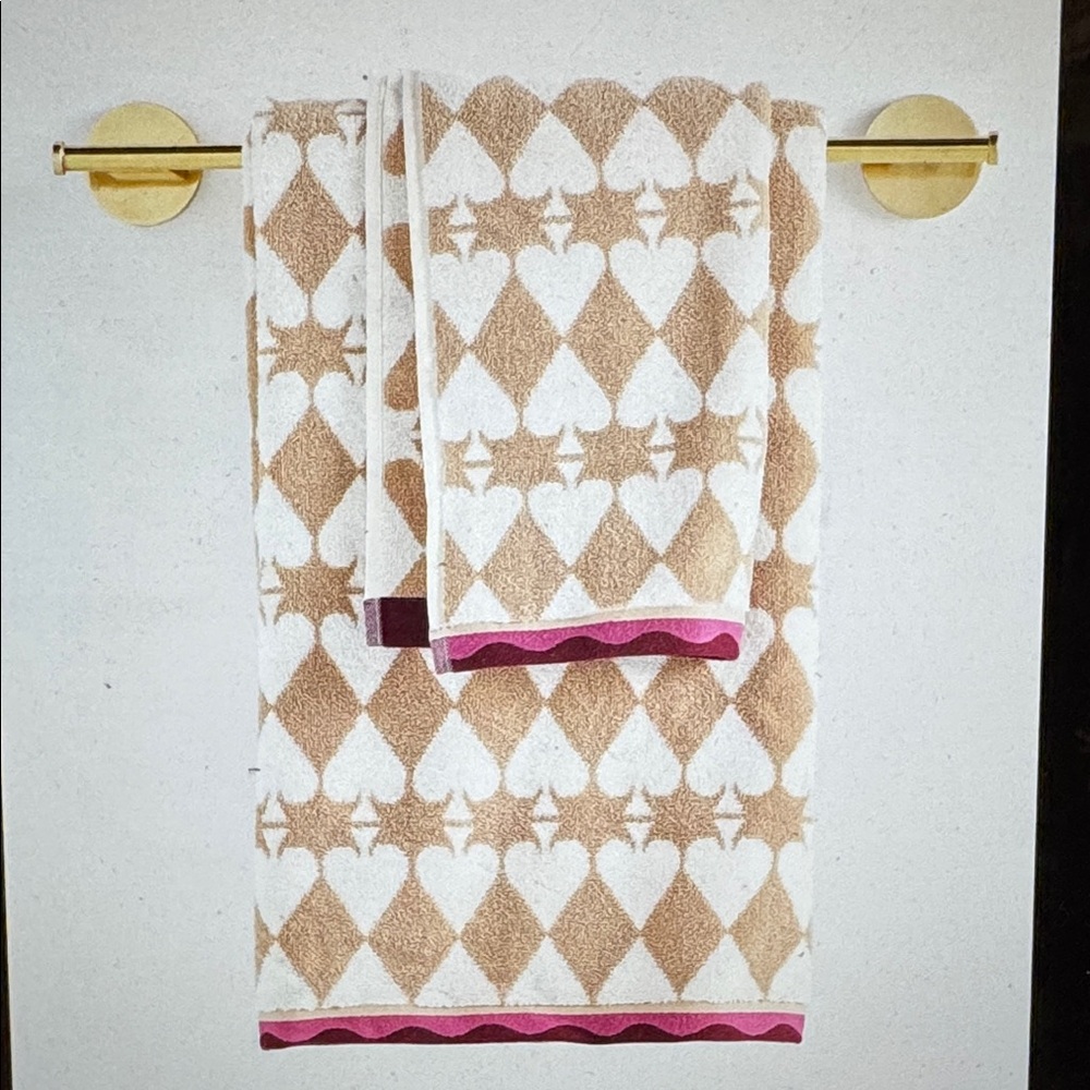 Anthropologie Tan and White Bath Towels